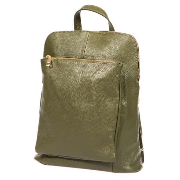 DE-0210OLIVE (2) - Γυναικείο δερμάτινο σακίδιο